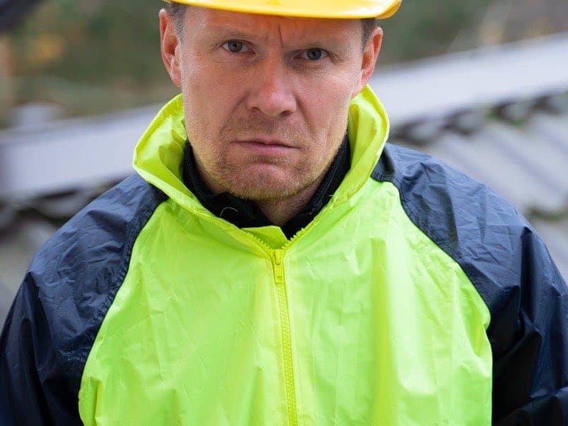 Construction worker wearing safety equipment
